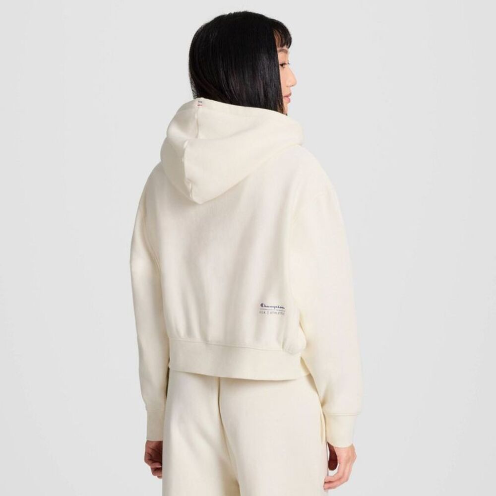 Champion - Women's Cropped Fleece Zip-Up Sweatshirt Cream - Picture 2 of 4